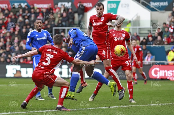 140117 - Bristol City v Cardiff City - Sky Bet Championship  Kadeem Harris of Cardiff City scores his side's second goal by Huw Evans Agency