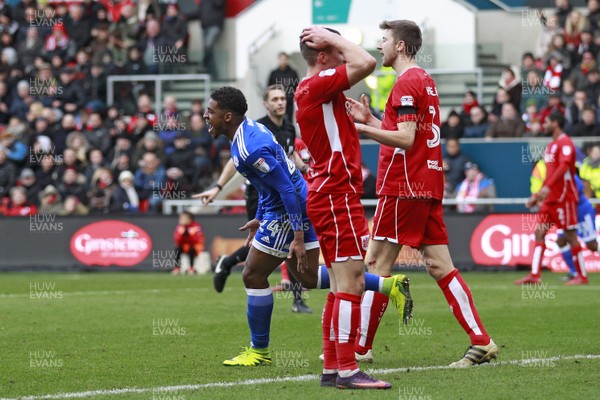 140117 - Bristol City v Cardiff City - Sky Bet Championship  Kadeem Harris of Cardiff City celebrates scoring his side's second goal by Huw Evans Agency