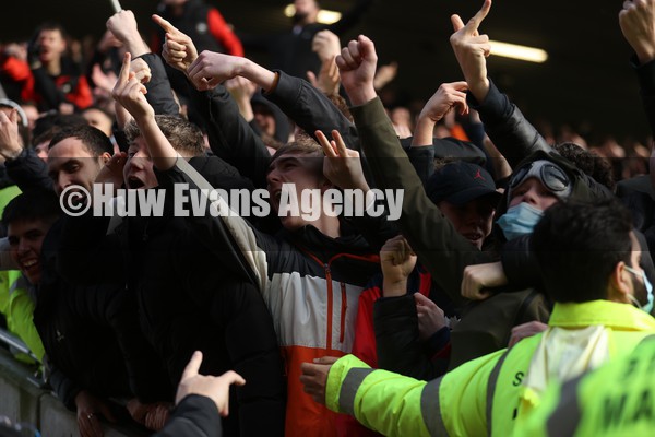 220122 - Bristol City v Cardiff City - SkyBet Championship - Bristol fans after they score their second goal