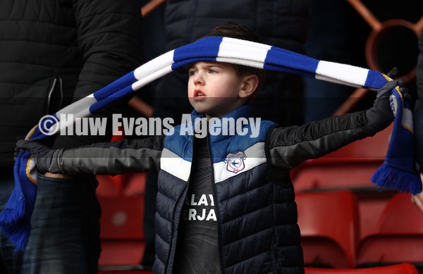 220122 - Bristol City v Cardiff City - SkyBet Championship - A young dejected Cardiff fan