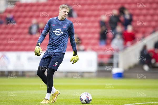 100324 - Bristol City v Swansea City - Sky Bet Championship - Swansea City goalkeeper Nathan Broome during the warm up