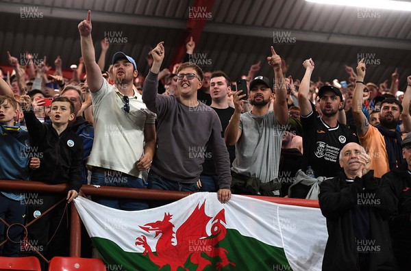 200821 - Bristol City v Swansea City - EFL SkyBet Championship - Swansea City fans celebrate
