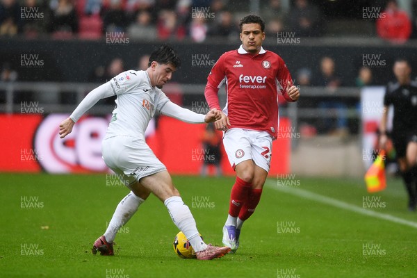 221125 - Bristol City v Swansea City - Sky Bet Championship - Neto Borges of Bristol City is challenged by Josh Key of Swansea City