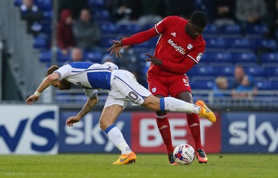 110816 - Bristol Rovers v Cardiff City - EFL Cup - Bruno Ecuele Manga of Cardiff City tackles Matt Taylor of Bristol Rovers