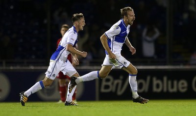 110816 - Bristol Rovers v Cardiff City - EFL Cup - Chris Lines of Bristol Rovers celebrates scoring a goal