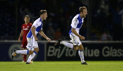 110816 - Bristol Rovers v Cardiff City - EFL Cup - Chris Lines of Bristol Rovers celebrates scoring a goal