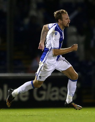 110816 - Bristol Rovers v Cardiff City - EFL Cup - Chris Lines of Bristol Rovers celebrates scoring a goal