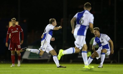 110816 - Bristol Rovers v Cardiff City - EFL Cup - Chris Lines of Bristol Rovers celebrates scoring a goal