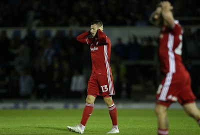 110816 - Bristol Rovers v Cardiff City - EFL Cup - A dejected Anthony Pilkington of Cardiff City