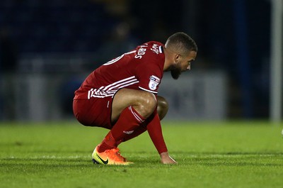 110816 - Bristol Rovers v Cardiff City - EFL Cup - Dejected Jazz Richards of Cardiff City at full time