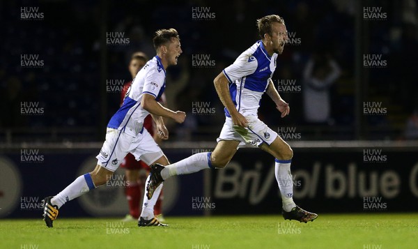 110816 - Bristol Rovers v Cardiff City - EFL Cup - Chris Lines of Bristol Rovers celebrates scoring a goal