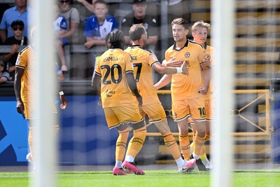 220826 - Bristol Rovers v Newport County - Sky Bet League 2 - Harrison Biggins of Newport County scores the first goal of the game