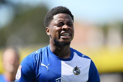 220826 - Bristol Rovers v Newport County - Sky Bet League 2 - Bobby Kamwa of Bristol Rovers celebrates scoring a goal and runs towards the Newport fans