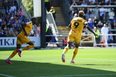 220826 - Bristol Rovers v Newport County - Sky Bet League 2 - Shaquille Gwengwe of Newport County celebrates scoring a goal