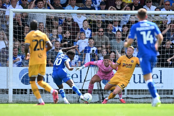 220826 - Bristol Rovers v Newport County - Sky Bet League 2 - Bobby Kamwa of Bristol Rovers has a shot at goal