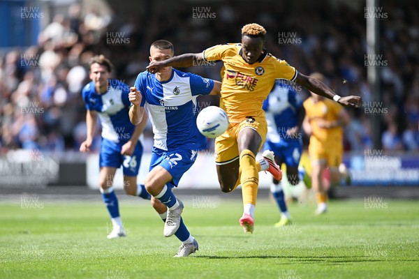 220826 - Bristol Rovers v Newport County - Sky Bet League 2 - Shaquille Gwengwe of Newport County lobs the ball over the keeper to score a goal