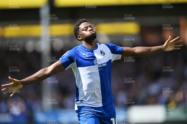 220826 - Bristol Rovers v Newport County - Sky Bet League 2 - Bobby Kamwa of Bristol Rovers celebrates scoring a goal and runs towards the Newport fans