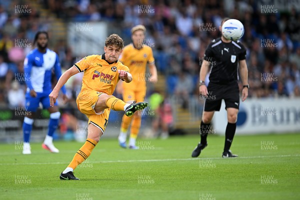 220826 - Bristol Rovers v Newport County - Sky Bet League 2 - Harrison Biggins of Newport County hits a shot from distance
