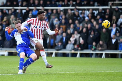 310126 - Bristol Rovers v Newport County - Sky Bet League 2 - Bobby Kamwa of Newport County is challenged by Kofi Balmer of Bristol Rovers