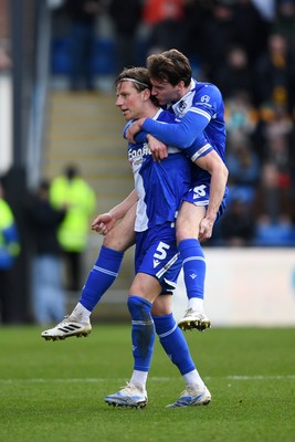 310126 - Bristol Rovers v Newport County - Sky Bet League 2 - Alfie Kilgour of Bristol Rovers and Riley Harbottle of Bristol Rovers celebrate after Yusuf Akhamrich of Bristol Rovers scores a goal