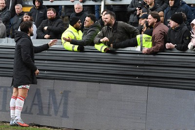 310126 - Bristol Rovers v Newport County - Sky Bet League 2 - Things heat up between Liam Shepard of Newport County and Newport fans at full time