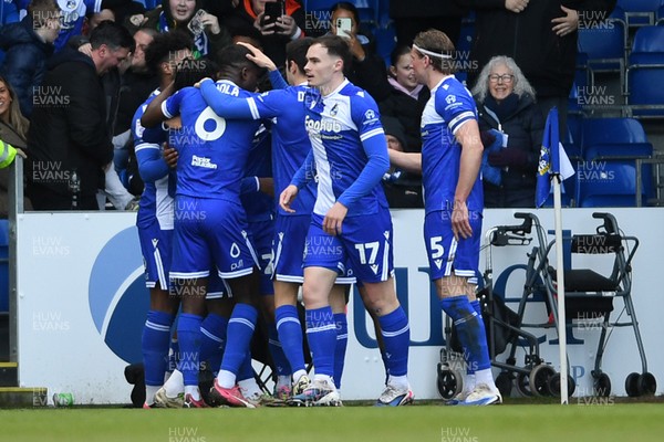310126 - Bristol Rovers v Newport County - Sky Bet League 2 - Yusuf Akhamrich of Bristol Rovers celebrates scoring a goal with team mates