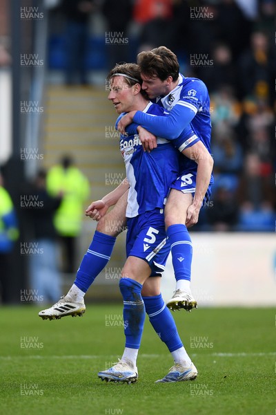 310126 - Bristol Rovers v Newport County - Sky Bet League 2 - Alfie Kilgour of Bristol Rovers and Riley Harbottle of Bristol Rovers celebrate after Yusuf Akhamrich of Bristol Rovers scores a goal