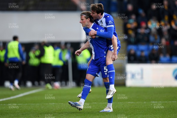 310126 - Bristol Rovers v Newport County - Sky Bet League 2 - Alfie Kilgour of Bristol Rovers and Riley Harbottle of Bristol Rovers celebrate after Yusuf Akhamrich of Bristol Rovers scores a goal
