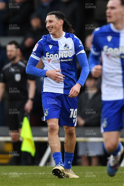310126 - Bristol Rovers v Newport County - Sky Bet League 2 - Yusuf Akhamrich of Bristol Rovers celebrates scoring a goal