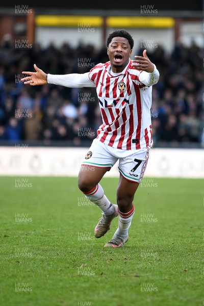 310126 - Bristol Rovers v Newport County - Sky Bet League 2 - Bobby Kamwa of Newport County appeals in frustration
