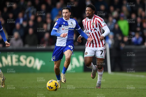 310126 - Bristol Rovers v Newport County - Sky Bet League 2 - Bobby Kamwa of Newport County is challenged by Yusuf Akhamrich of Bristol Rovers