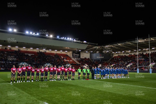 111122 - Bristol Bears v Cardiff Rugby - Friendly - Teams during a minutes silence