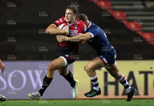 111122 - Bristol Bears v Cardiff Rugby - Friendly - Max Llewellyn of Cardiff is tackled by Joe Jenkins of Bristol