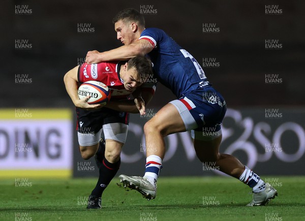 111122 - Bristol Bears v Cardiff Rugby - Friendly - Jarrod Evans of Cardiff is tackled by Harry Ascherl of Bristol