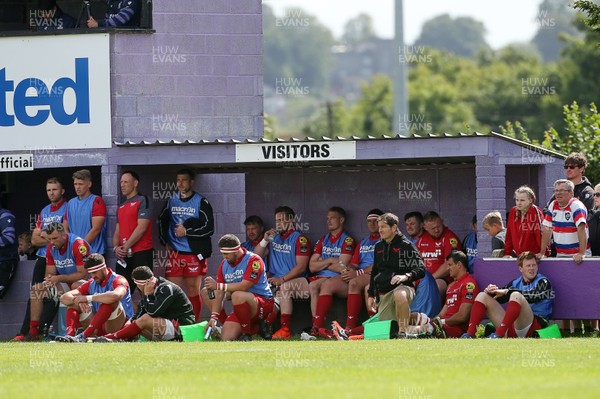 190817 - Bristol Rugby v Scarlets Rugby - Pre Season Friendly - The Scarlets bench at Clifton RFC