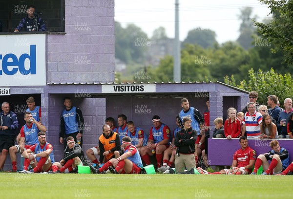 190817 - Bristol Rugby v Scarlets Rugby - Pre Season Friendly - The Scarlets bench at Clifton RFC