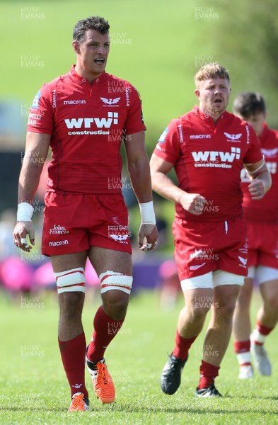 190817 - Bristol Rugby v Scarlets Rugby - Pre Season Friendly - Aaron Shingler and James Davies of Scarlets