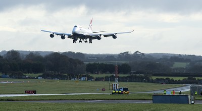 British Airways 747 Jumbo Jet Lands at St Athan 081020