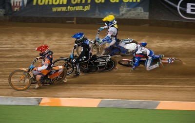 210718 - British FIM Speedway Grand Prix, Cardiff - Robert Lambert of Great Britain crashes during the heats at the British FIM Speedway Grand Prix