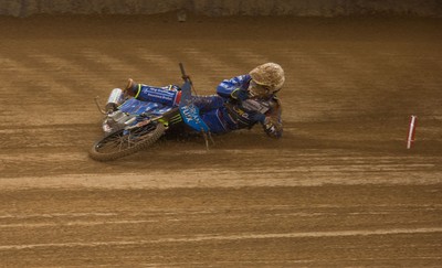 210718 - British FIM Speedway Grand Prix, Cardiff - Robert Lambert of Great Britain crashes during the heats at the British FIM Speedway Grand Prix