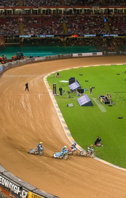 210718 - British FIM Speedway Grand Prix, Cardiff - A general view of the Principality Stadium during the heats at the British FIM Speedway Grand Prix