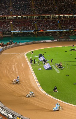 210718 - British FIM Speedway Grand Prix, Cardiff - A general view of the Principality Stadium during the heats at the British FIM Speedway Grand Prix