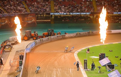 210718 - British FIM Speedway Grand Prix, Cardiff - A general view of the Principality Stadium during the heats at the British FIM Speedway Grand Prix