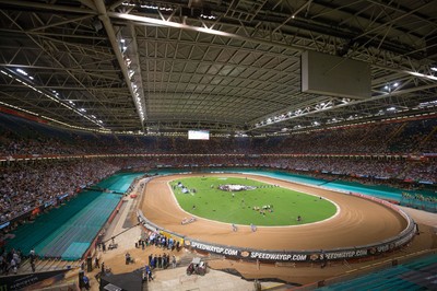 210718 - British FIM Speedway Grand Prix, Cardiff - A general view of the Principality Stadium during the final of the British FIM Speedway Grand Prix