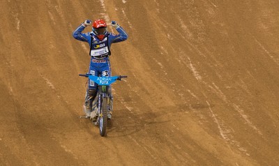 210718 - British FIM Speedway Grand Prix, Cardiff - Bartosz Zmarzlik of Poland celebrates after winning the British FIM Speedway Grand Prix