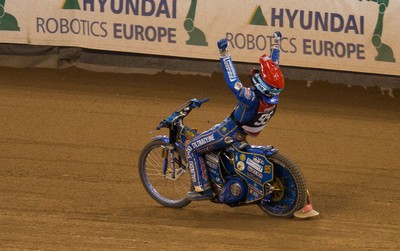 210718 - British FIM Speedway Grand Prix, Cardiff - Bartosz Zmarzlik of Poland celebrates after winning the British FIM Speedway Grand Prix