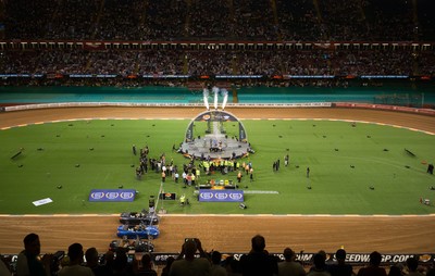 210718 - British FIM Speedway Grand Prix, Cardiff - A general view of the Principality Stadium during the presentation ceremony of the British FIM Speedway Grand Prix