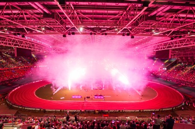 210718 - British FIM Speedway Grand Prix, Cardiff - Fireworks at the end of the British FIM Speedway Grand Prix