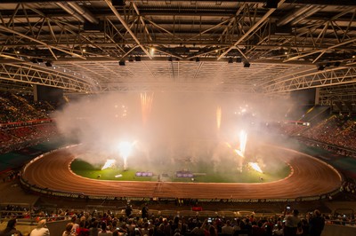 210718 - British FIM Speedway Grand Prix, Cardiff - Fireworks at the end of the British FIM Speedway Grand Prix