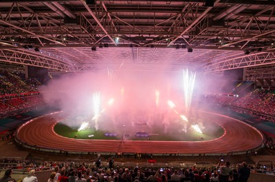 210718 - British FIM Speedway Grand Prix, Cardiff - Fireworks at the end of the British FIM Speedway Grand Prix